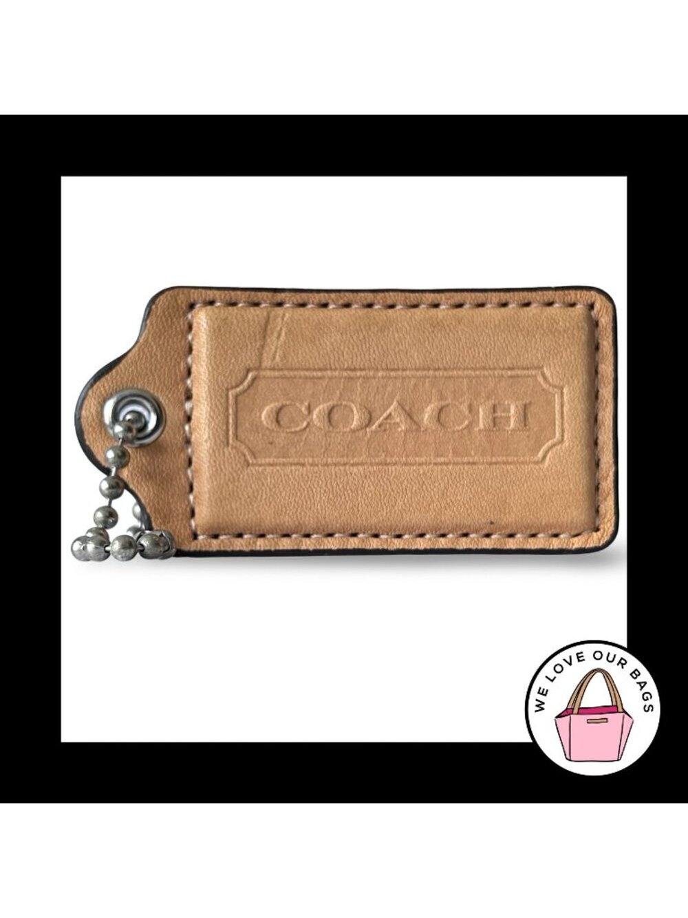 XL Huge COACH HANGTAG 3" Vachetta Natural Saddle Leather Bag Charm Keychain Fob